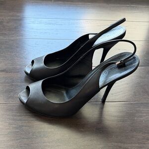 Gucci Black Peep-Toe Slingback Heels